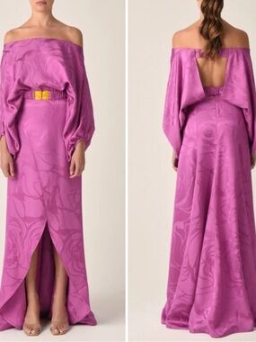 SILVIA TCHERASSI Meggie Off the Shoulder Floral Jacquard Maxi Dress Size Medium